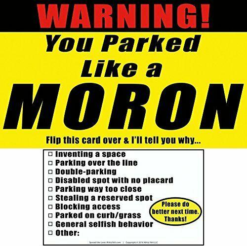 "You Parked Like A Moron" Cards — 25-Pack