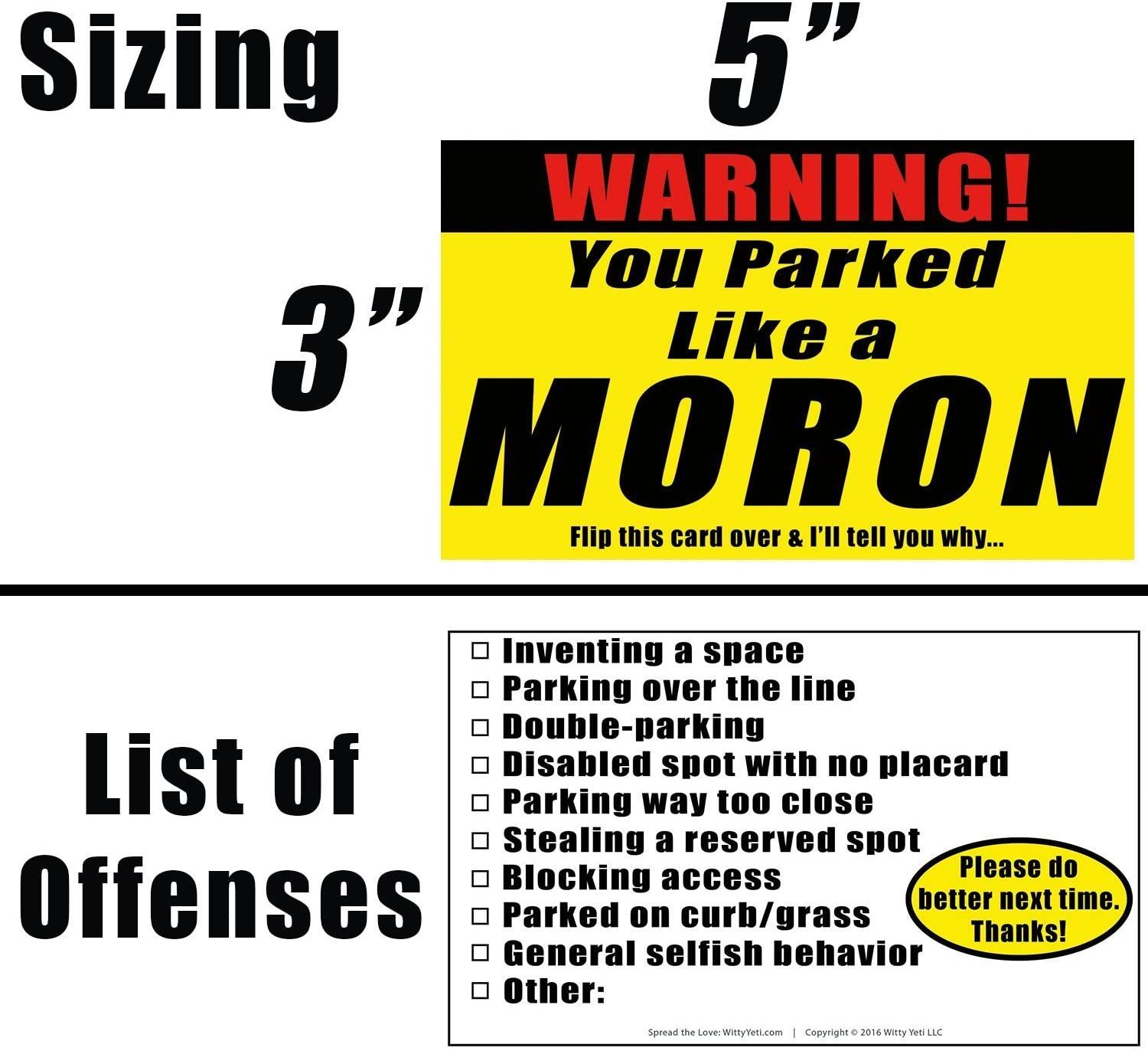 "You Parked Like A Moron" Cards — 25-Pack — alternate view